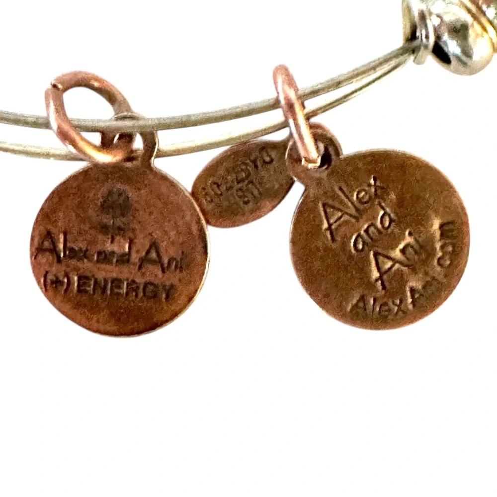 Alex and Ani Gold Toned Traveler Beaded Expandable Wire Bangle Bracelet - Picture 2 of 4